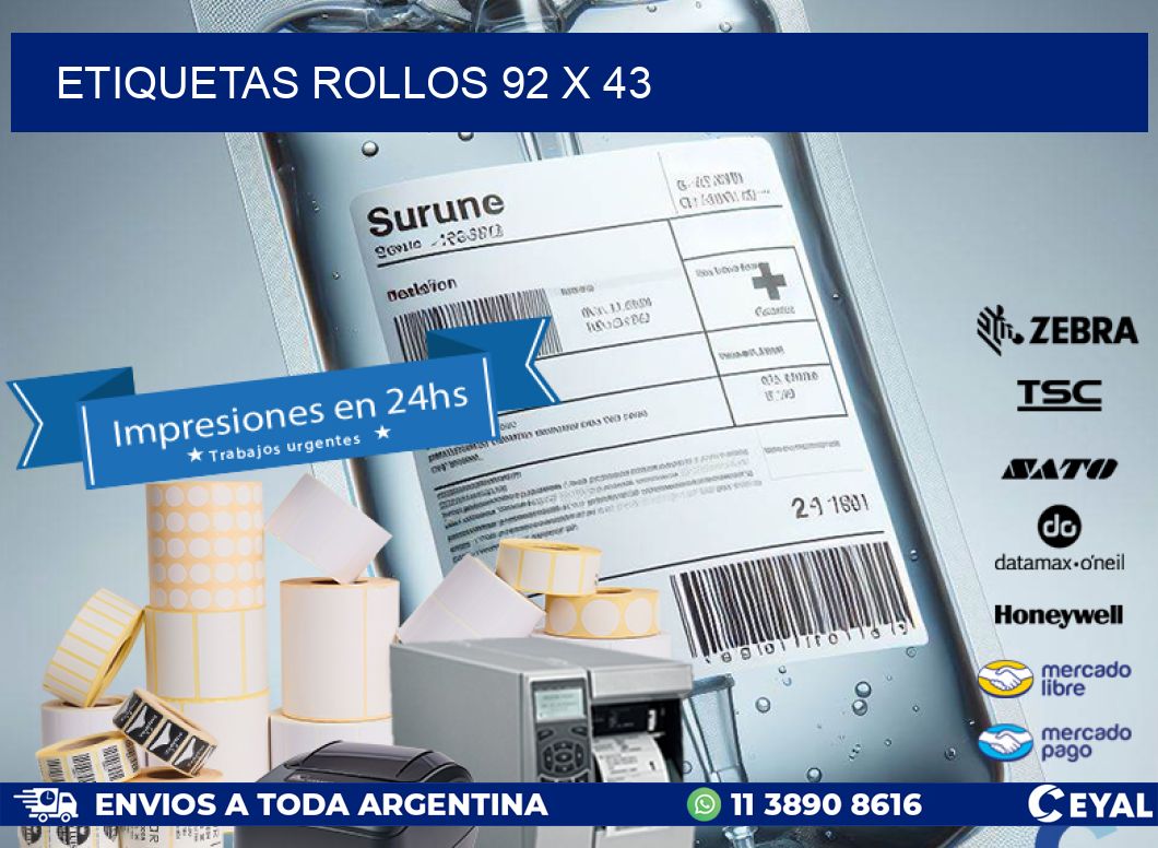etiquetas rollos 92 x 43