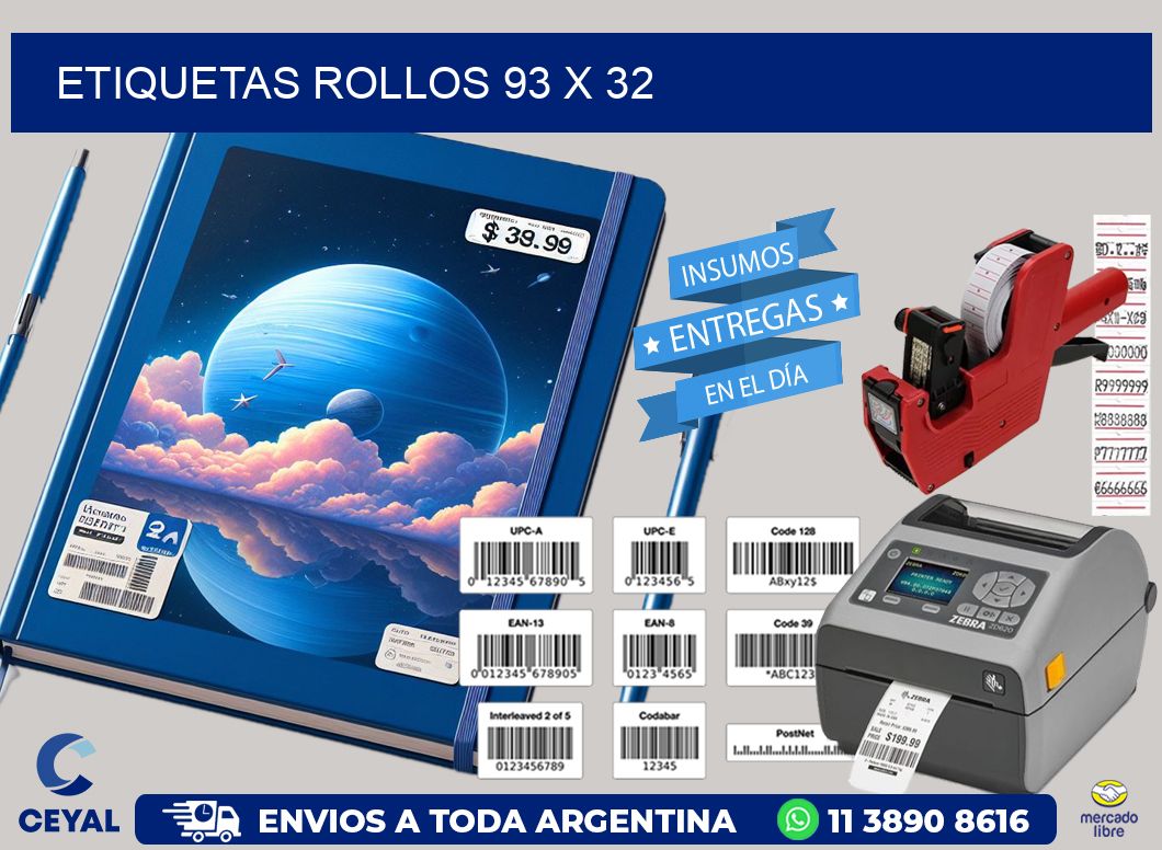 etiquetas rollos 93 x 32