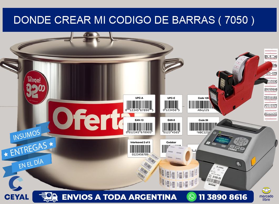 DONDE CREAR MI CODIGO DE BARRAS ( 7050 )