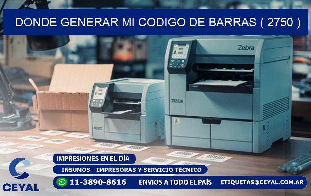 DONDE GENERAR MI CODIGO DE BARRAS ( 2750 )