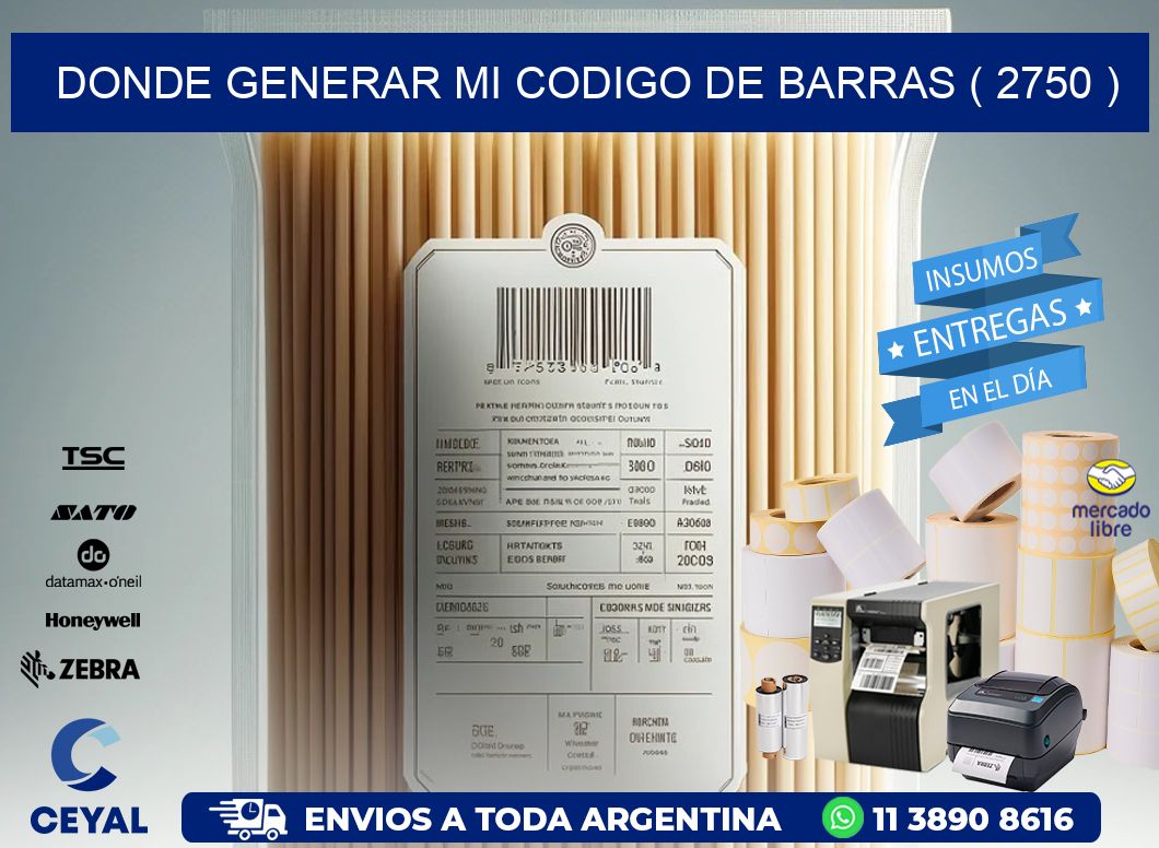 DONDE GENERAR MI CODIGO DE BARRAS ( 2750 )