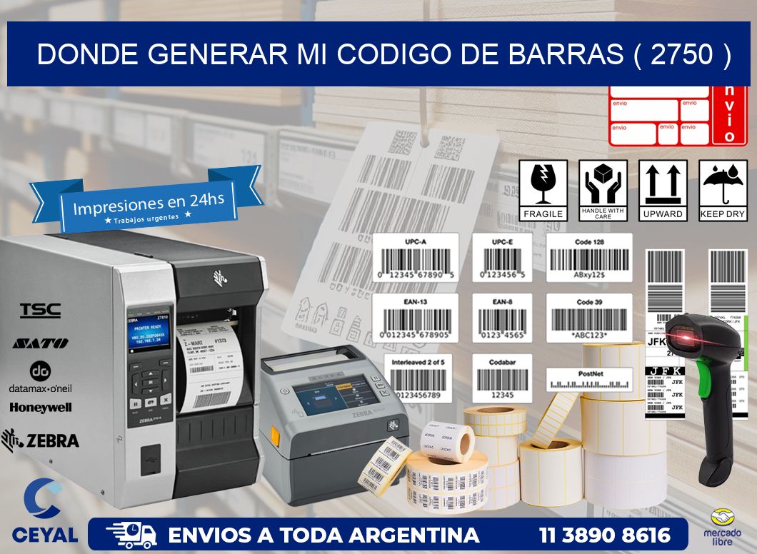 DONDE GENERAR MI CODIGO DE BARRAS ( 2750 )