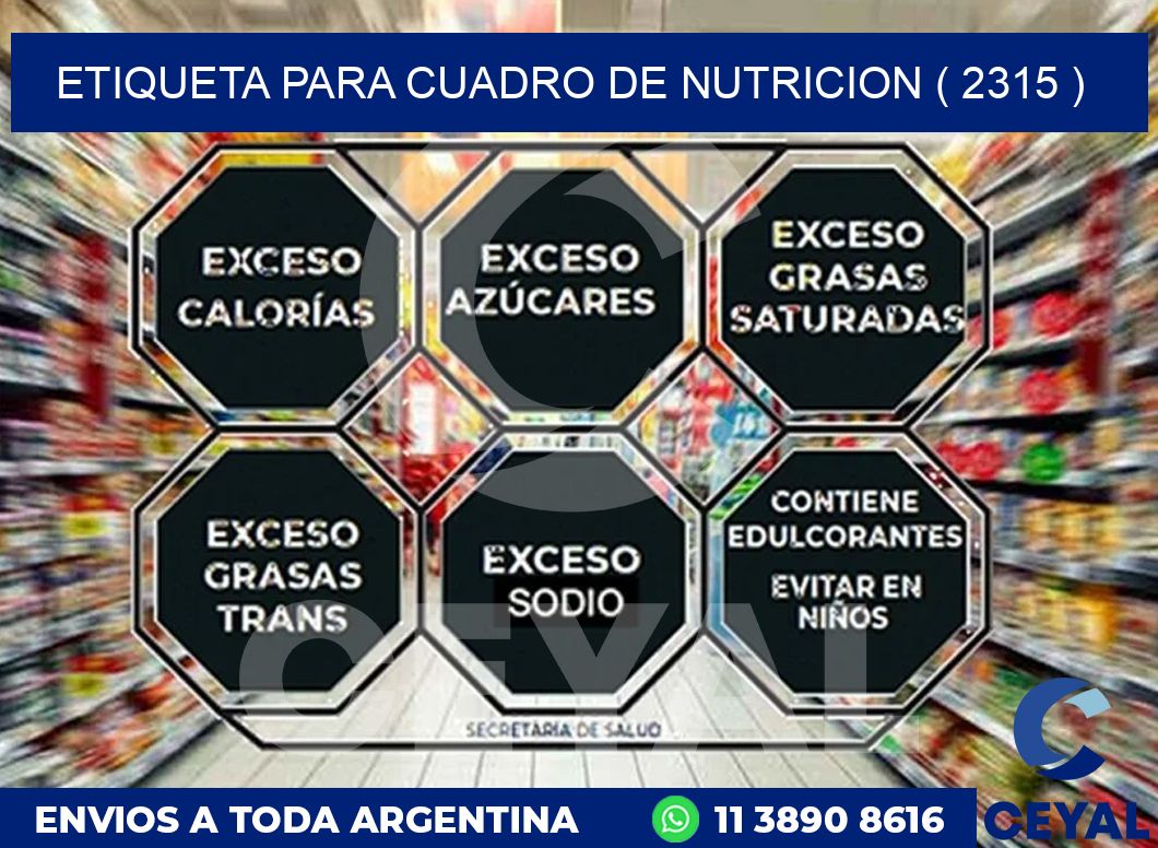 ETIQUETA PARA CUADRO DE NUTRICION ( 2315 )