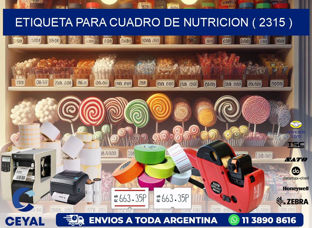 ETIQUETA PARA CUADRO DE NUTRICION ( 2315 )