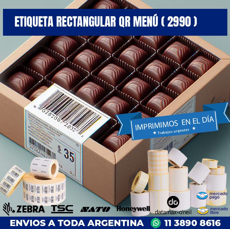 ETIQUETA RECTANGULAR QR MENÚ ( 2990 )