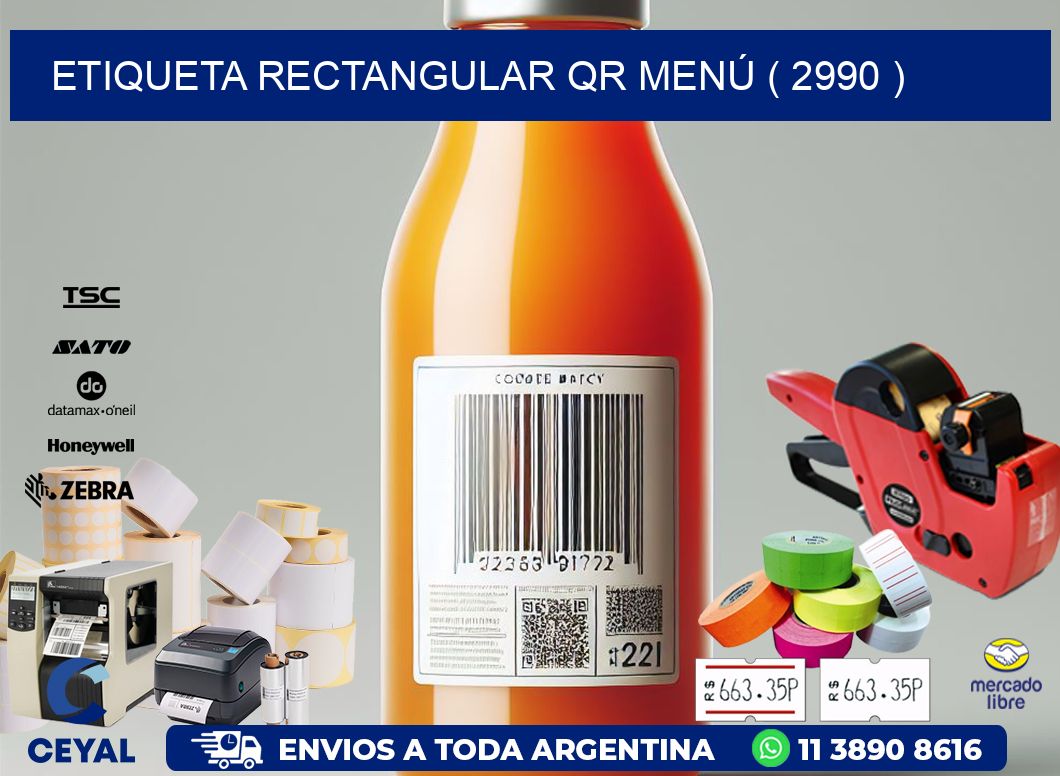 ETIQUETA RECTANGULAR QR MENÚ ( 2990 )