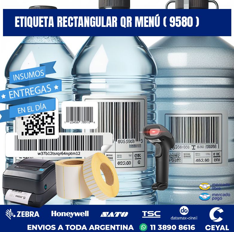 ETIQUETA RECTANGULAR QR MENÚ ( 9580 )