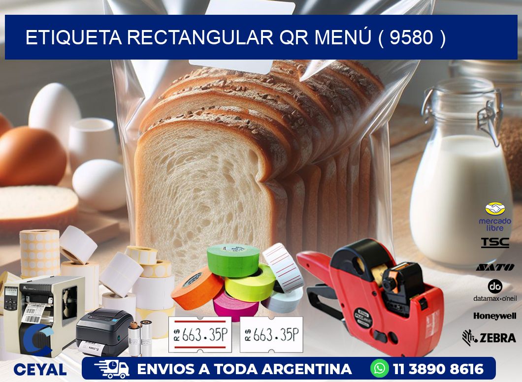 ETIQUETA RECTANGULAR QR MENÚ ( 9580 )