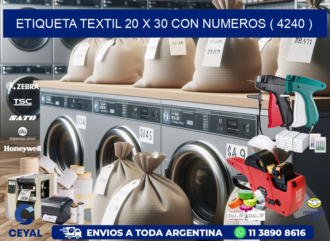 ETIQUETA TEXTIL 20 X 30 CON NUMEROS ( 4240 )