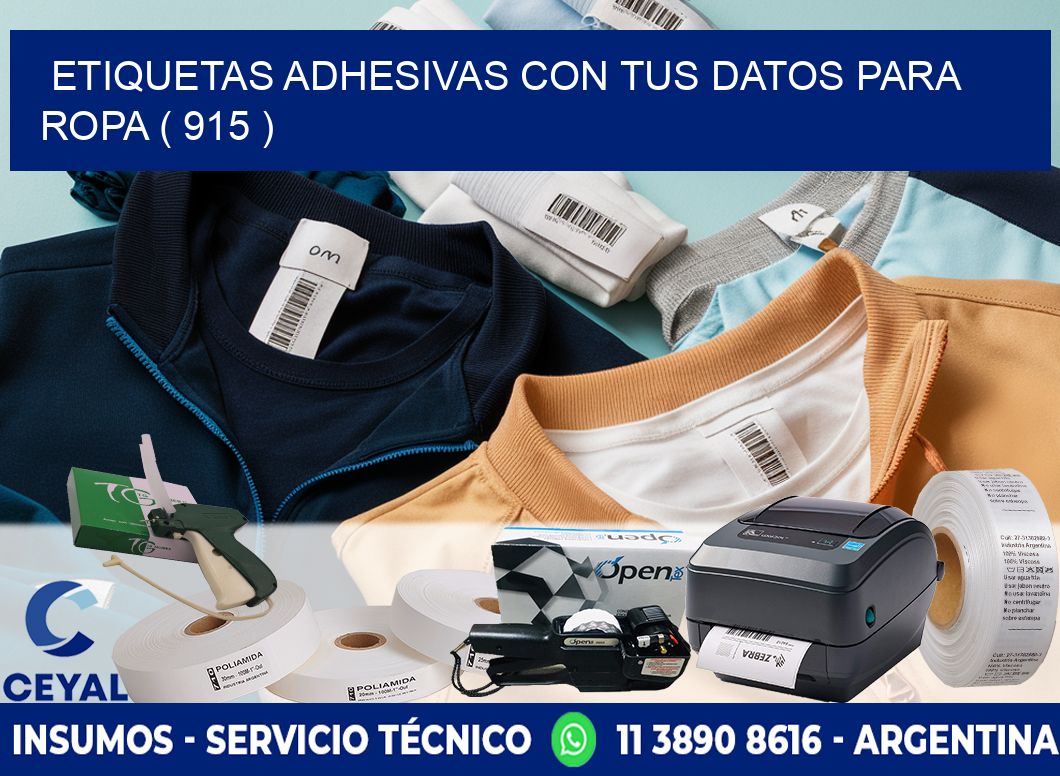 ETIQUETAS ADHESIVAS CON TUS DATOS PARA ROPA ( 915 )