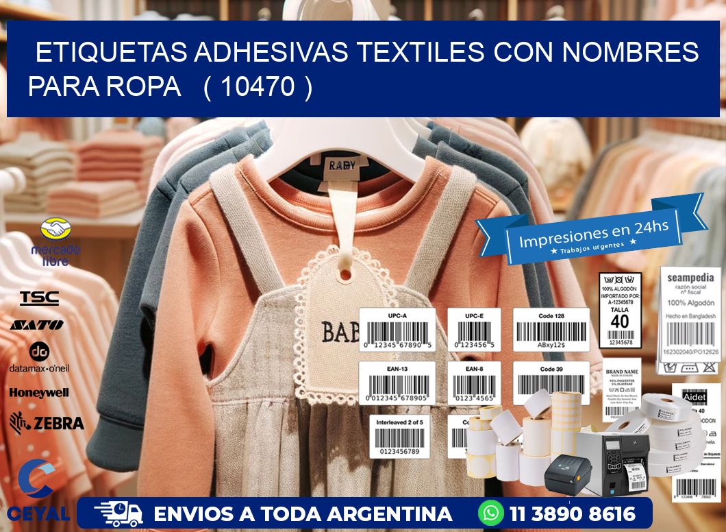 ETIQUETAS ADHESIVAS TEXTILES CON NOMBRES PARA ROPA   ( 10470 )