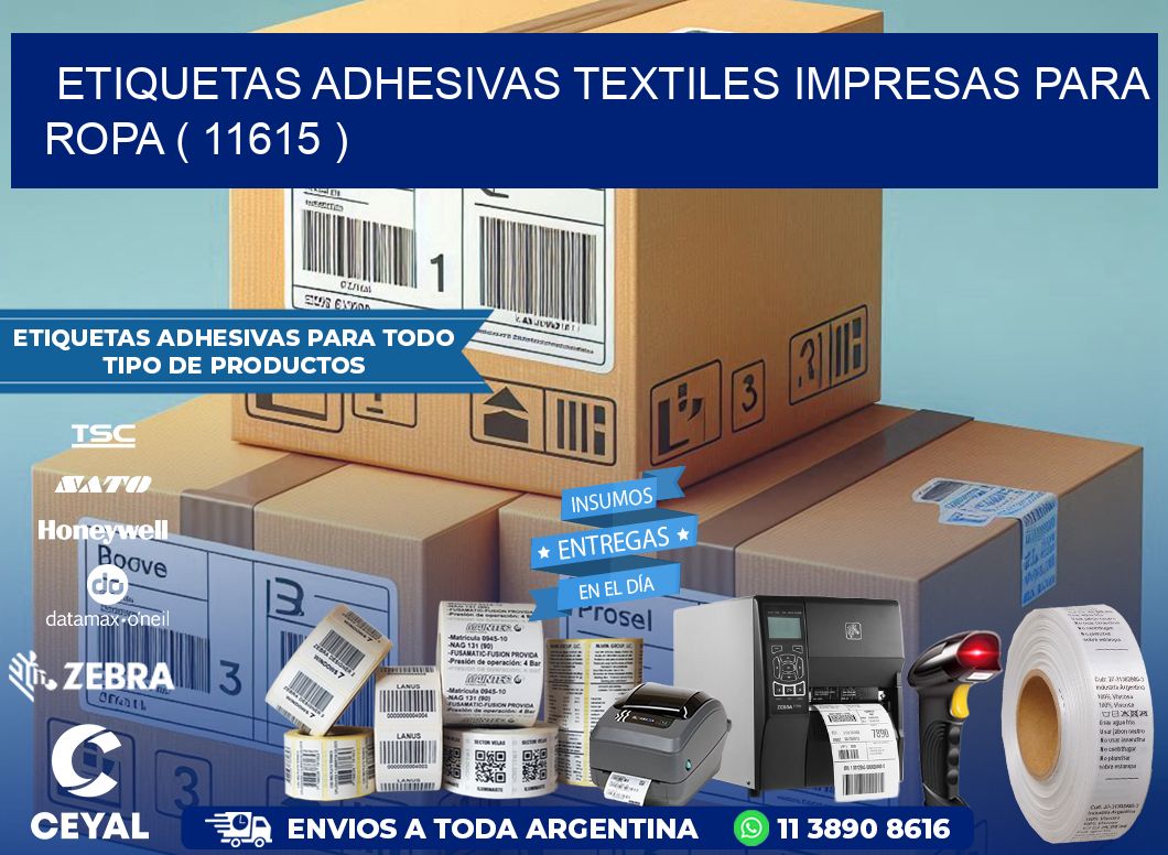 ETIQUETAS ADHESIVAS TEXTILES IMPRESAS PARA ROPA ( 11615 )