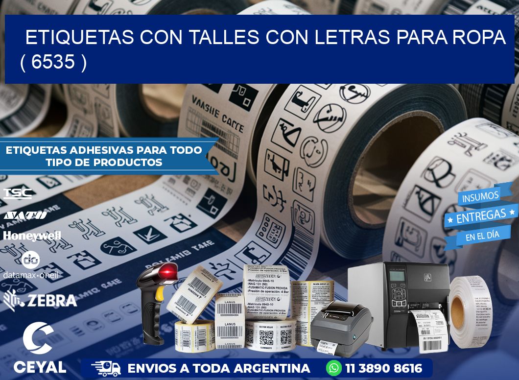 ETIQUETAS CON TALLES CON LETRAS PARA ROPA   ( 6535 )