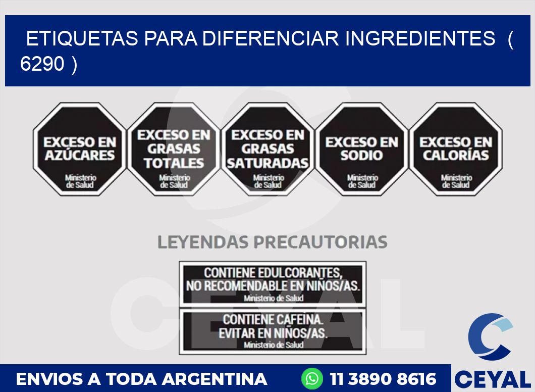 ETIQUETAS PARA DIFERENCIAR INGREDIENTES  ( 6290 )