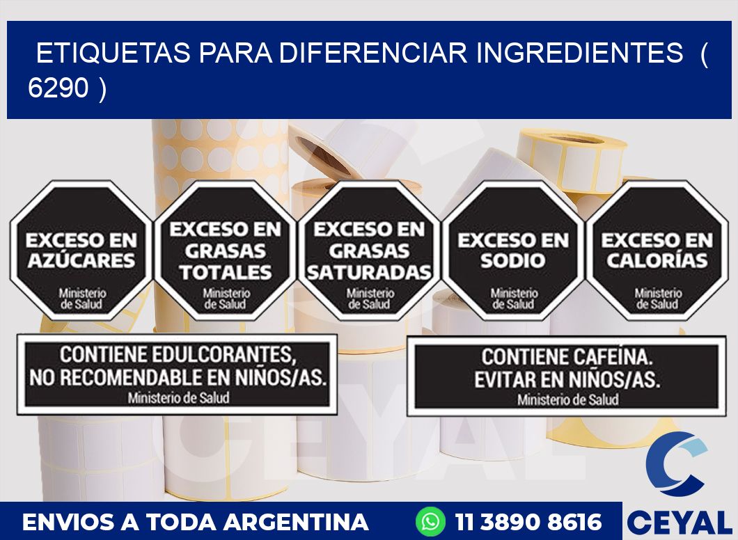 ETIQUETAS PARA DIFERENCIAR INGREDIENTES  ( 6290 )