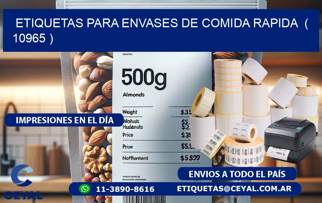 ETIQUETAS PARA ENVASES DE COMIDA RAPIDA  ( 10965 )