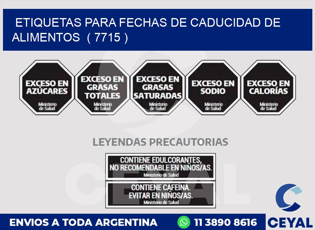 ETIQUETAS PARA FECHAS DE CADUCIDAD DE ALIMENTOS  ( 7715 )