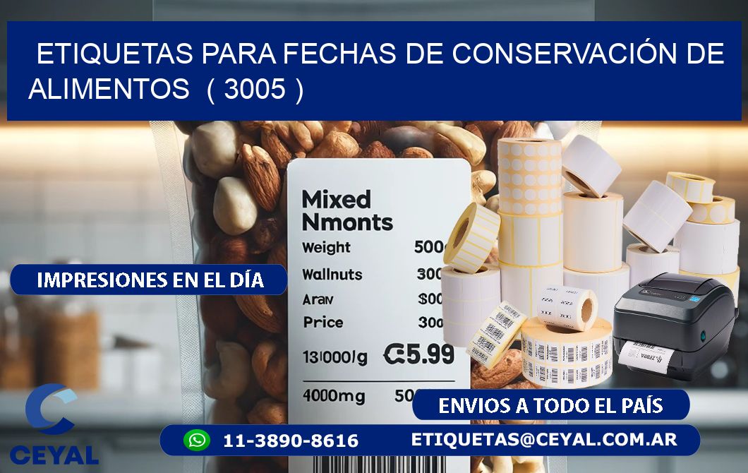 ETIQUETAS PARA FECHAS DE CONSERVACIÓN DE ALIMENTOS  ( 3005 )