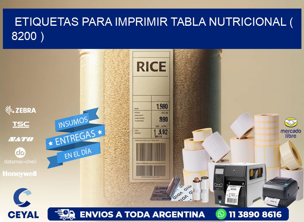 ETIQUETAS PARA IMPRIMIR TABLA NUTRICIONAL ( 8200 )