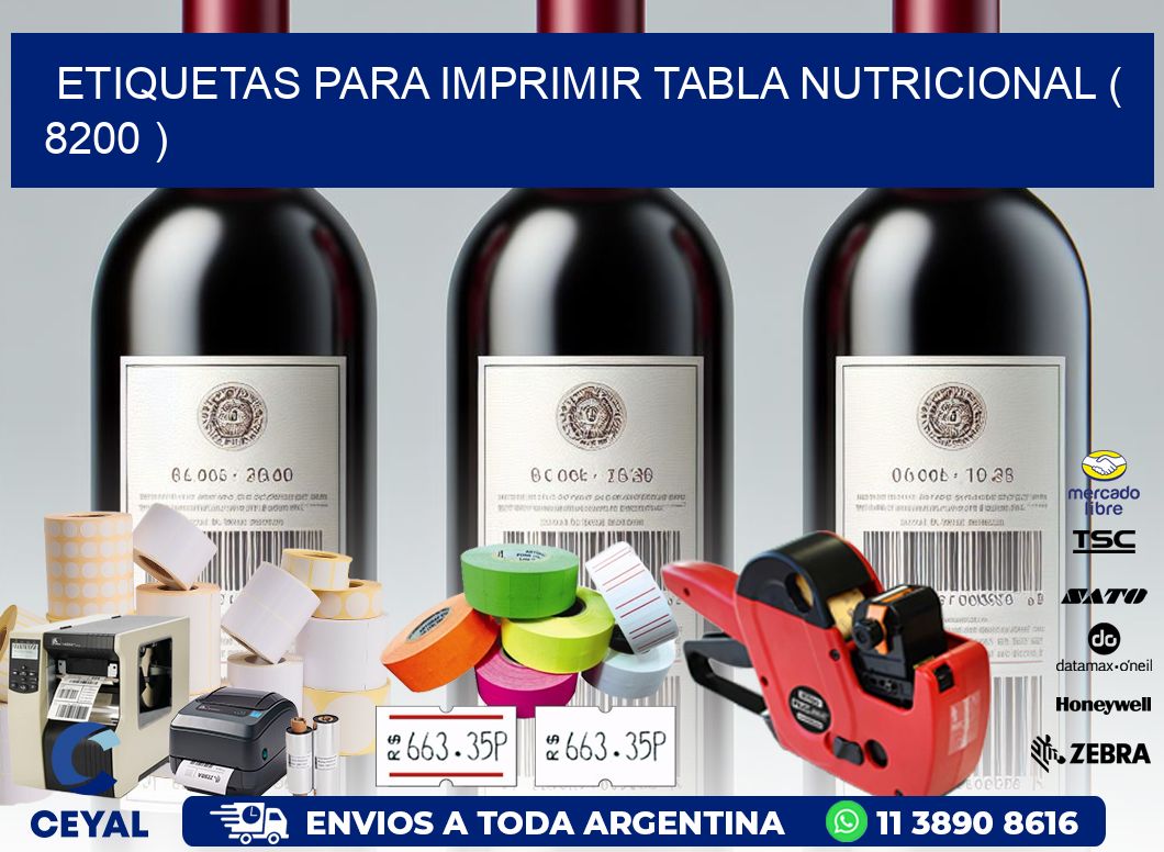 ETIQUETAS PARA IMPRIMIR TABLA NUTRICIONAL ( 8200 )