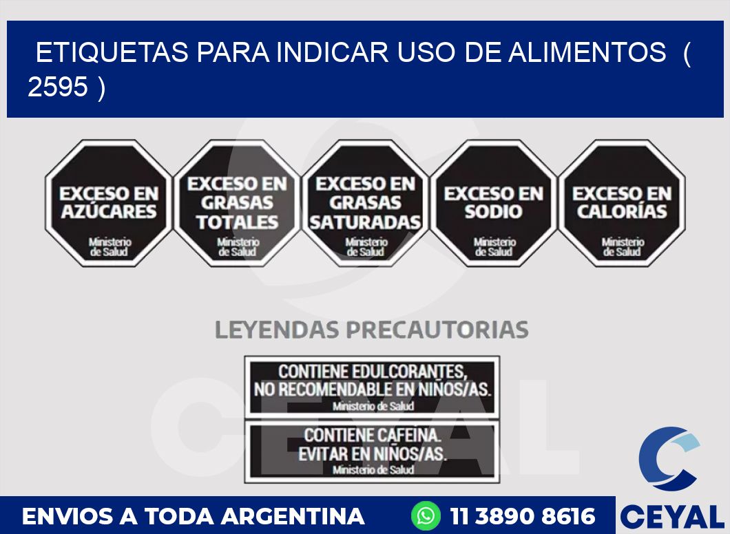 ETIQUETAS PARA INDICAR USO DE ALIMENTOS  ( 2595 )