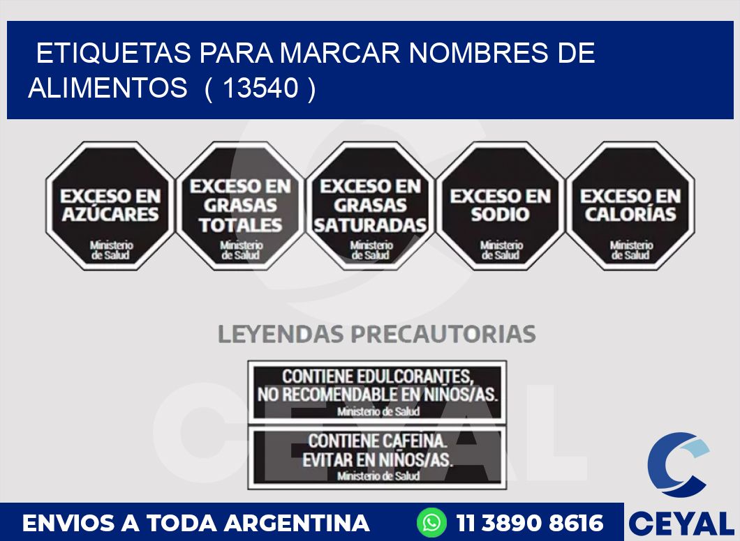 ETIQUETAS PARA MARCAR NOMBRES DE ALIMENTOS  ( 13540 )