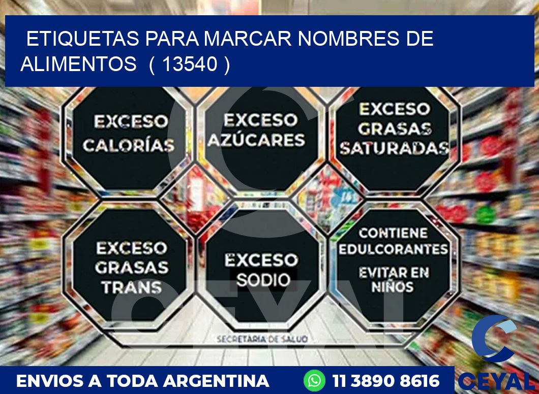 ETIQUETAS PARA MARCAR NOMBRES DE ALIMENTOS  ( 13540 )