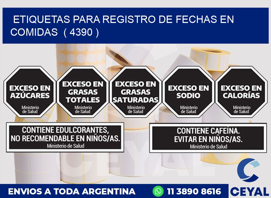 ETIQUETAS PARA REGISTRO DE FECHAS EN COMIDAS  ( 4390 )