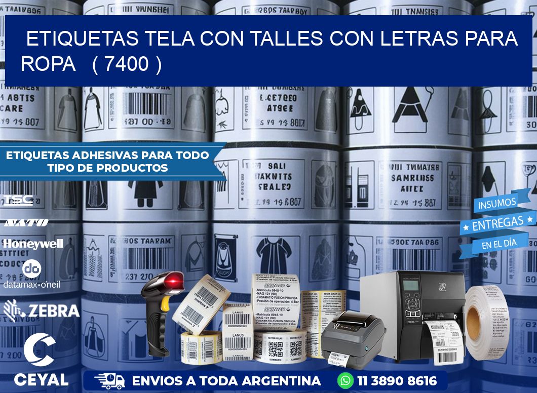 ETIQUETAS TELA CON TALLES CON LETRAS PARA ROPA   ( 7400 )