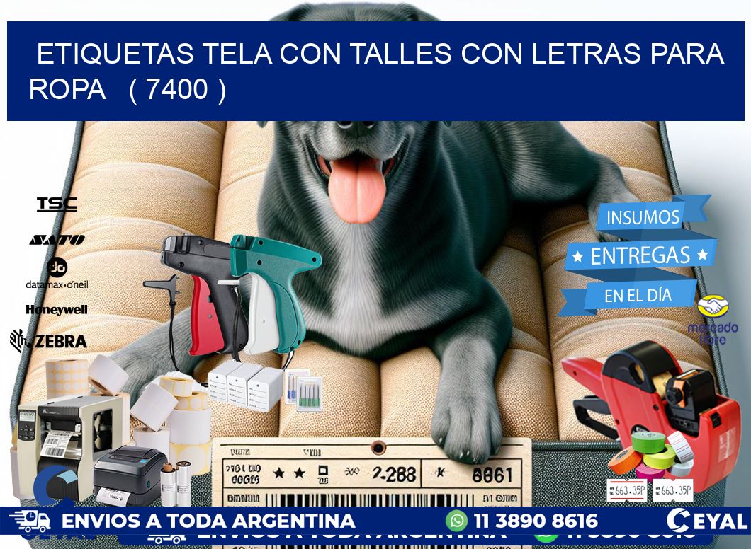 ETIQUETAS TELA CON TALLES CON LETRAS PARA ROPA   ( 7400 )