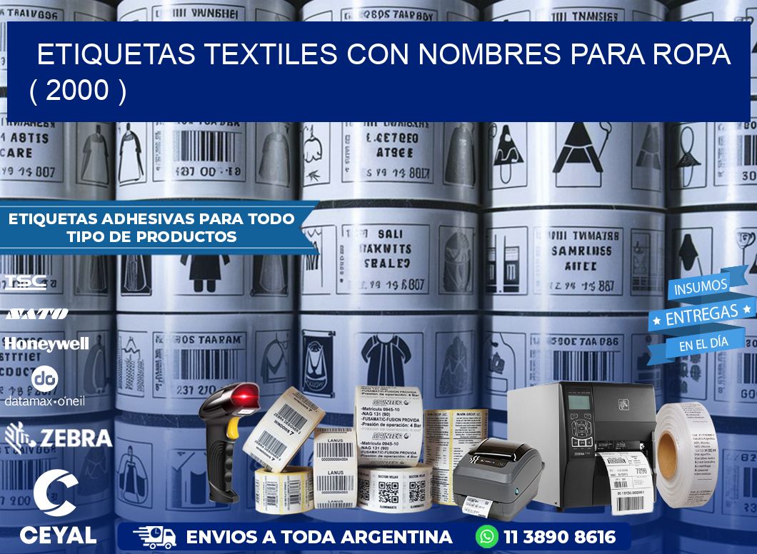 ETIQUETAS TEXTILES CON NOMBRES PARA ROPA   ( 2000 )