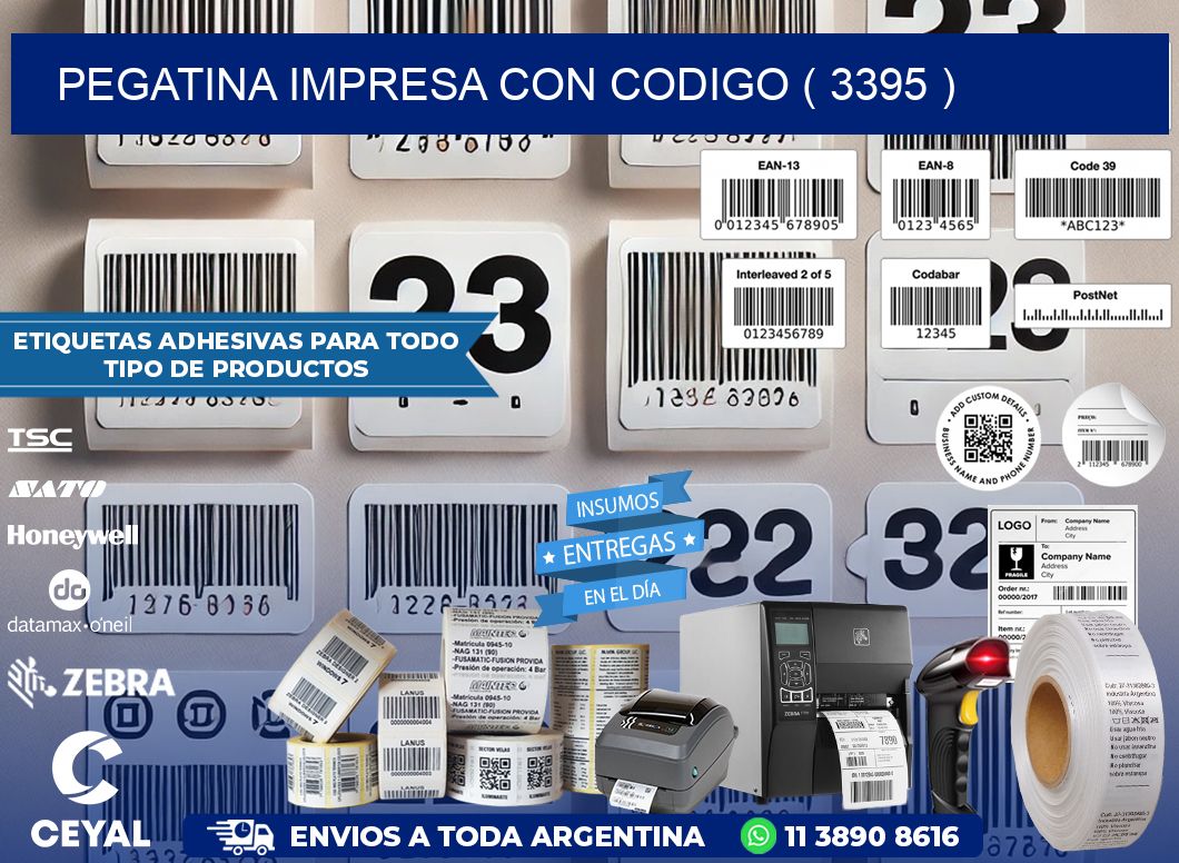 PEGATINA IMPRESA CON CODIGO ( 3395 )