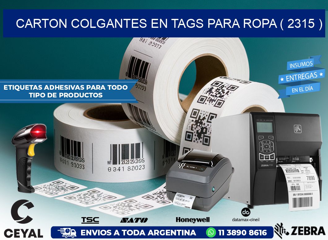 CARTON COLGANTES EN TAGS PARA ROPA ( 2315 )