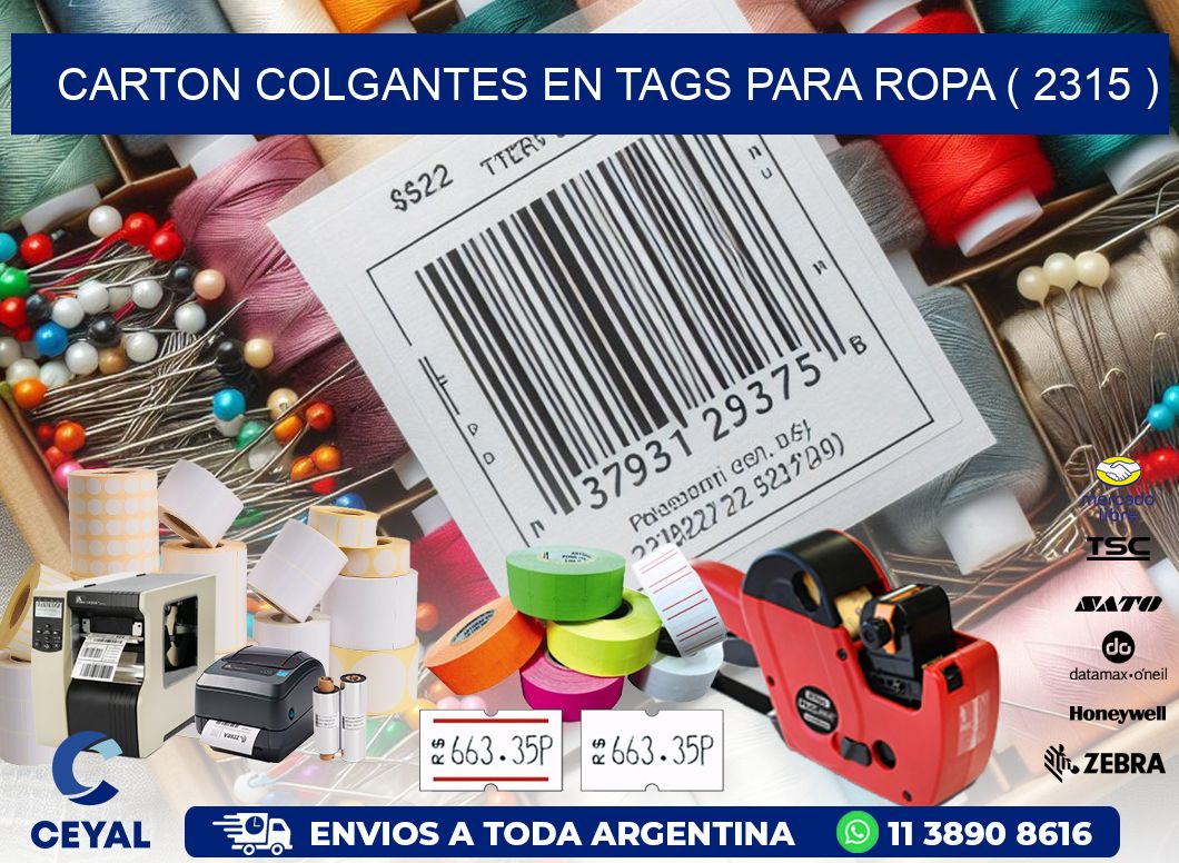 CARTON COLGANTES EN TAGS PARA ROPA ( 2315 )