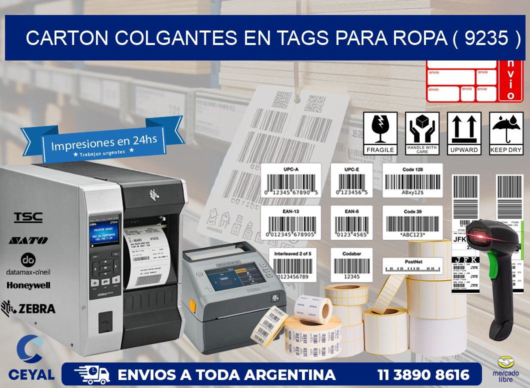 CARTON COLGANTES EN TAGS PARA ROPA ( 9235 )