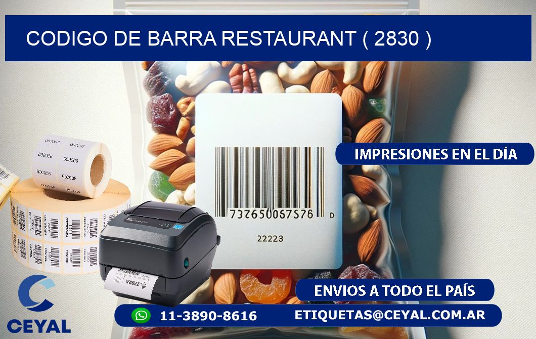 CODIGO DE BARRA RESTAURANT ( 2830 )