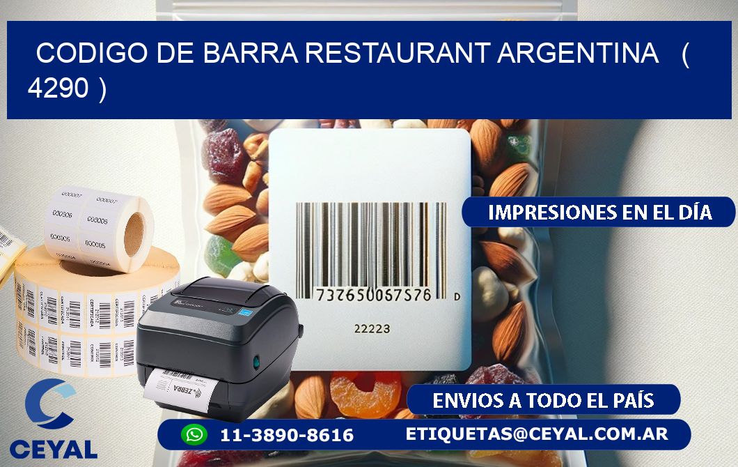 CODIGO DE BARRA RESTAURANT ARGENTINA   ( 4290 )