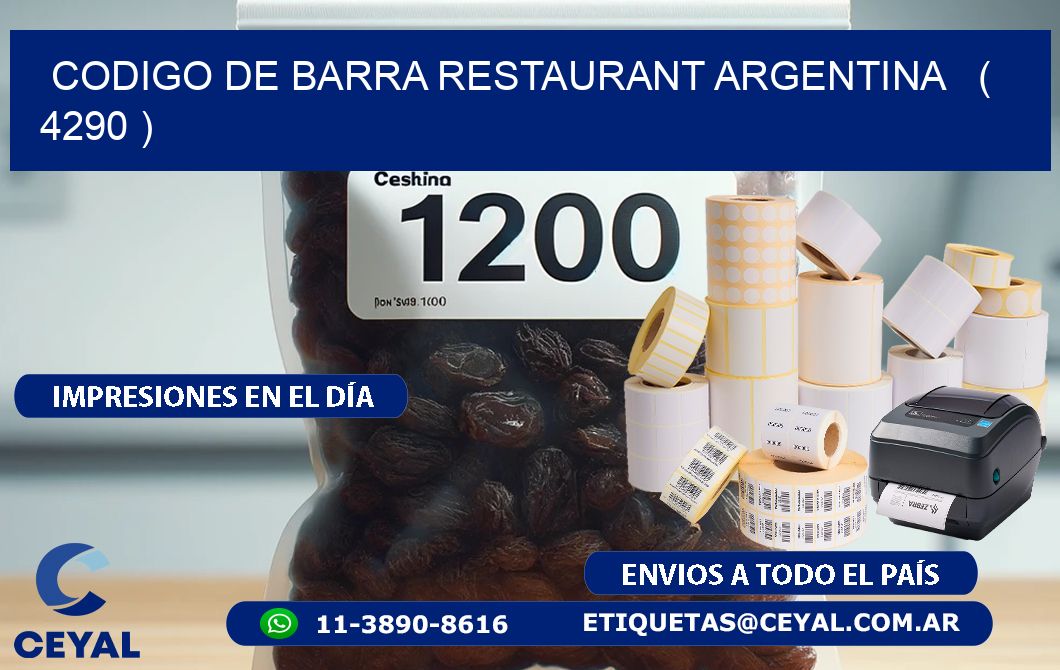 CODIGO DE BARRA RESTAURANT ARGENTINA   ( 4290 )