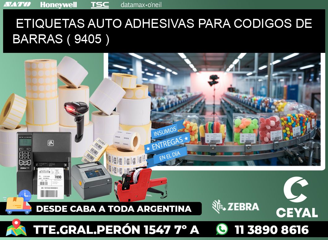 ETIQUETAS AUTO ADHESIVAS PARA CODIGOS DE BARRAS ( 9405 )