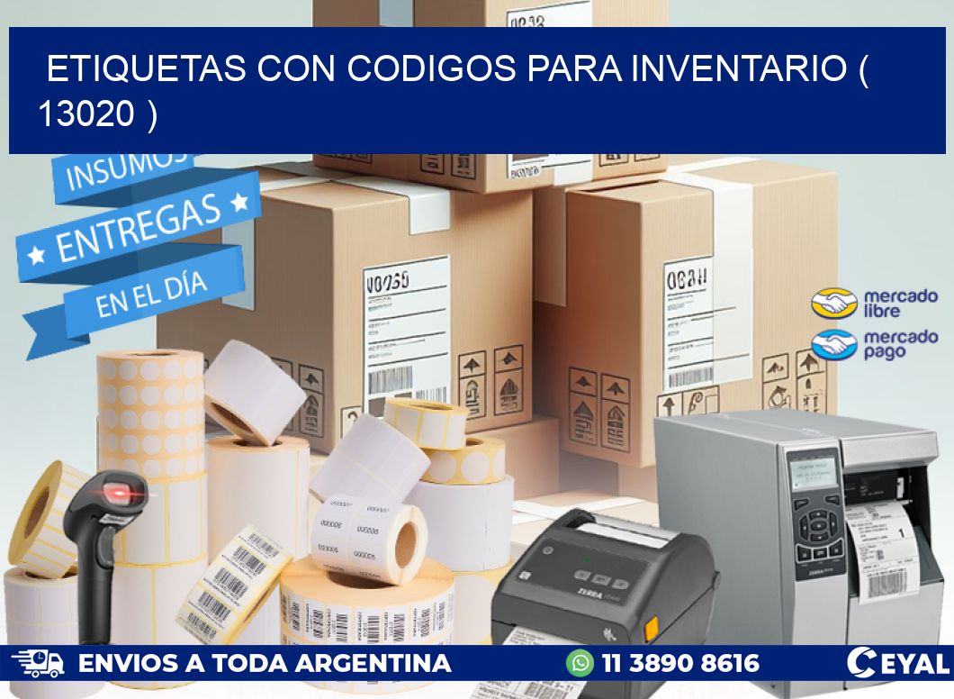 ETIQUETAS CON CODIGOS PARA INVENTARIO ( 13020 )