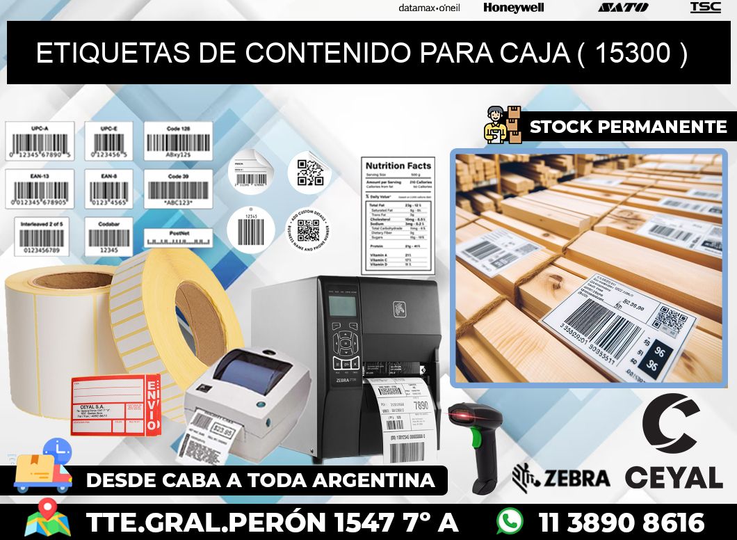 ETIQUETAS DE CONTENIDO PARA CAJA ( 15300 )