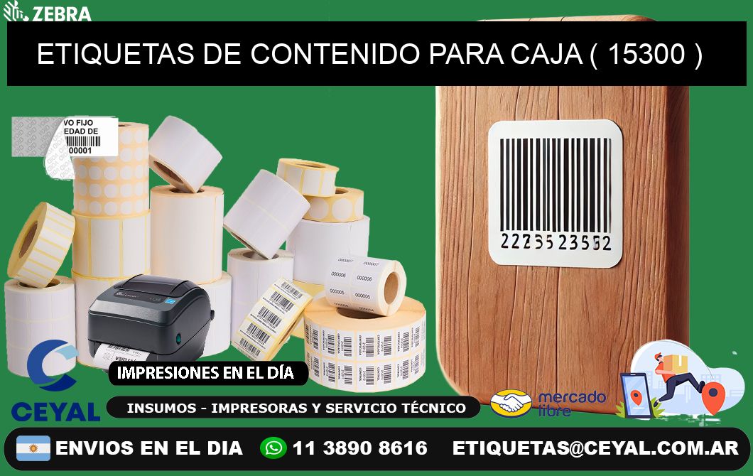 ETIQUETAS DE CONTENIDO PARA CAJA ( 15300 )