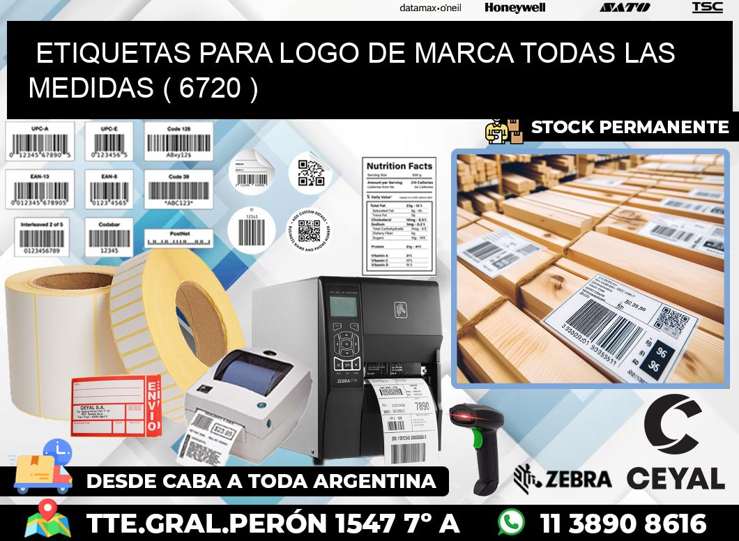 ETIQUETAS PARA LOGO DE MARCA TODAS LAS MEDIDAS ( 6720 )