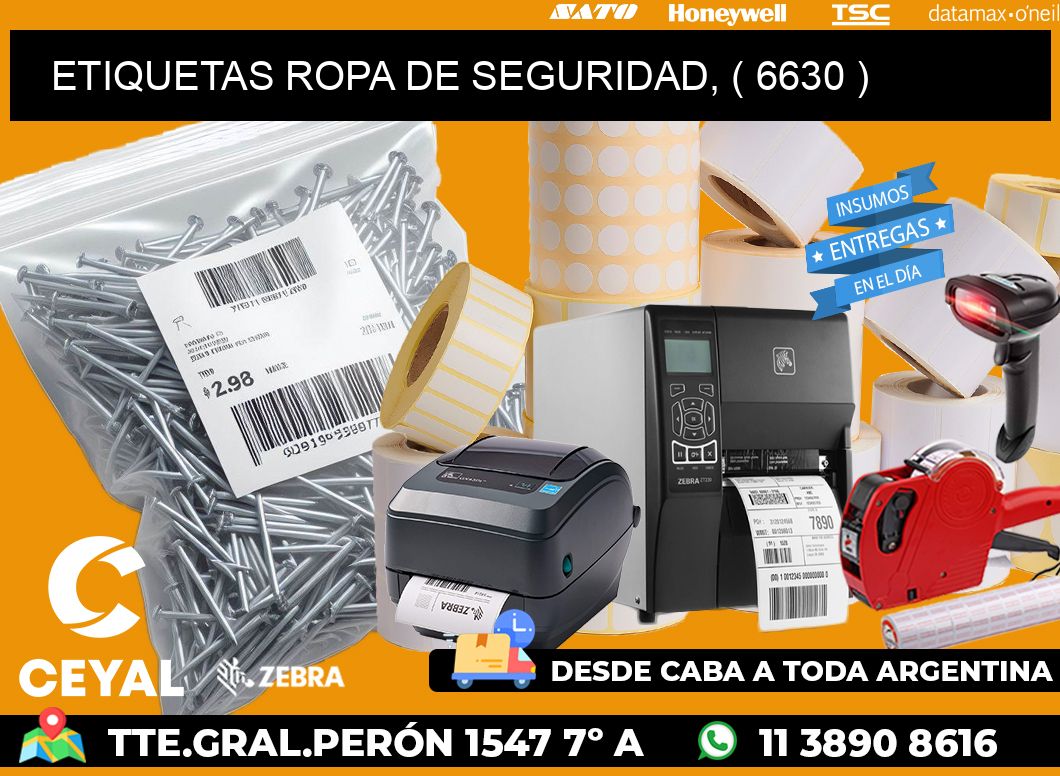 ETIQUETAS ROPA DE SEGURIDAD, ( 6630 )