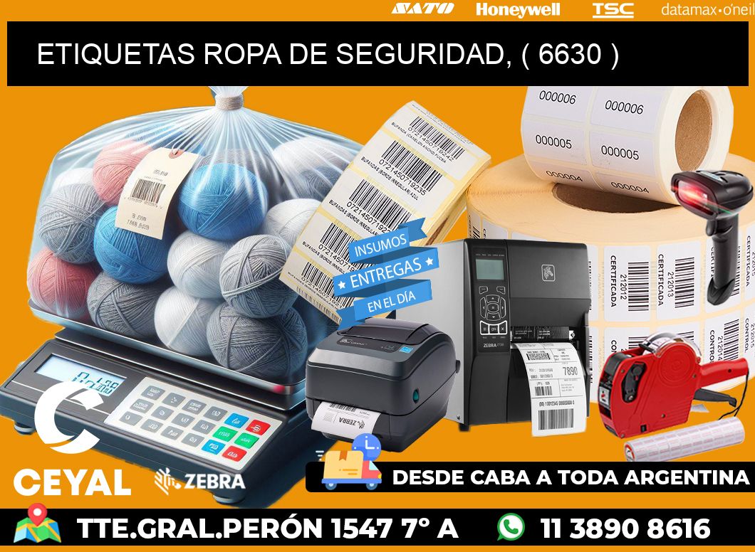 ETIQUETAS ROPA DE SEGURIDAD, ( 6630 )