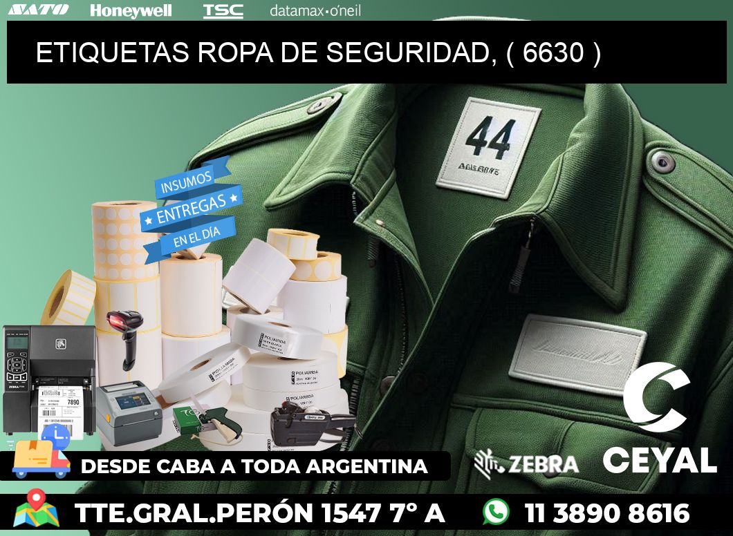 ETIQUETAS ROPA DE SEGURIDAD, ( 6630 )