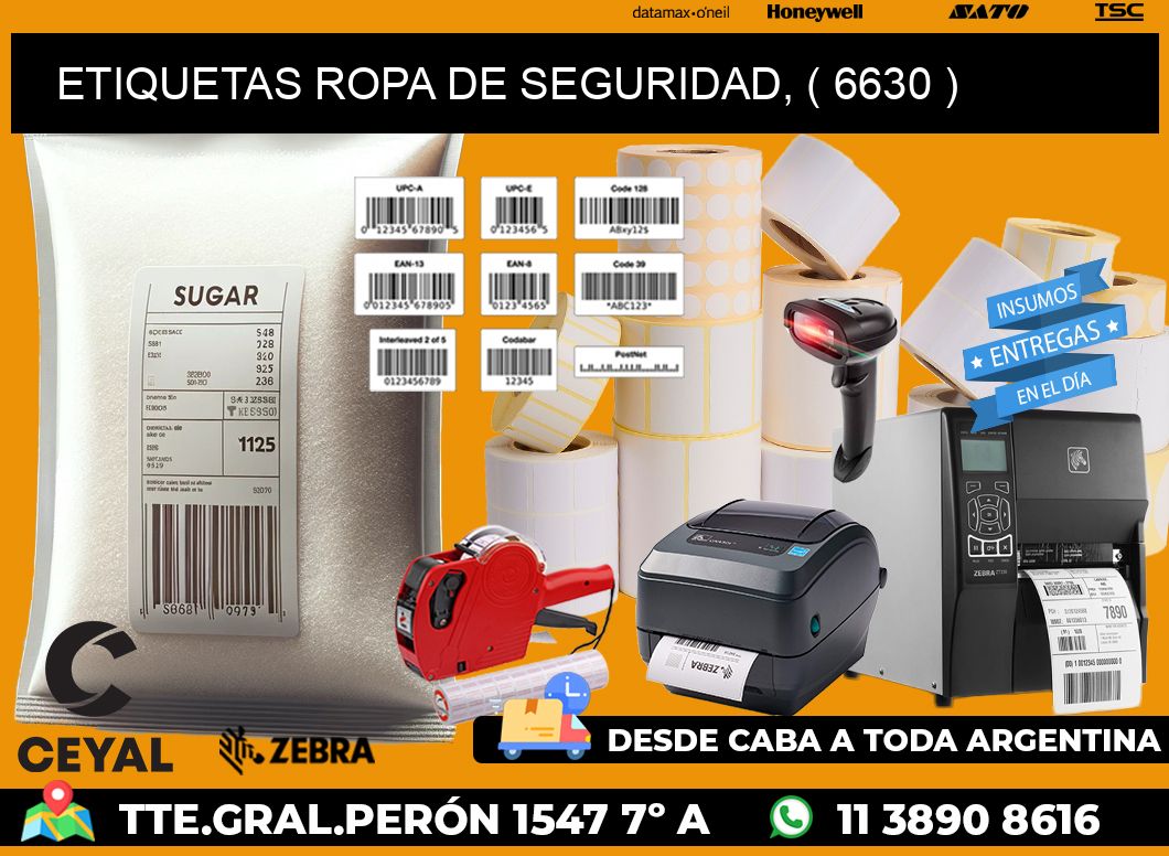 ETIQUETAS ROPA DE SEGURIDAD, ( 6630 )