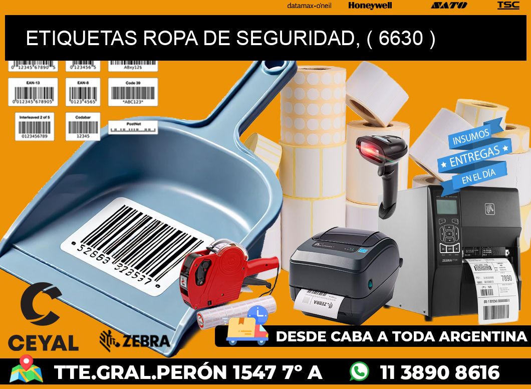 ETIQUETAS ROPA DE SEGURIDAD, ( 6630 )