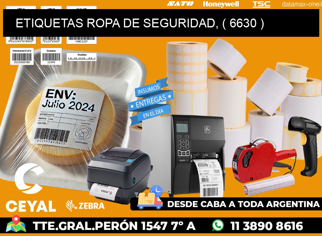 ETIQUETAS ROPA DE SEGURIDAD, ( 6630 )