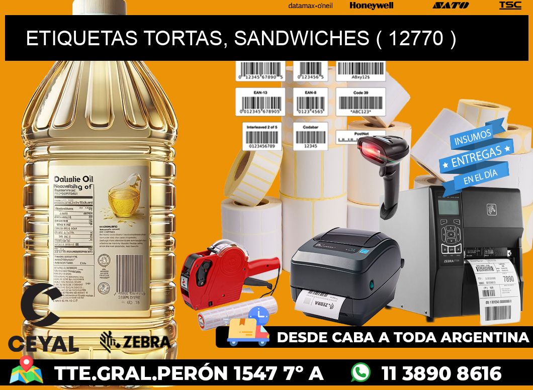 ETIQUETAS TORTAS, SANDWICHES ( 12770 )